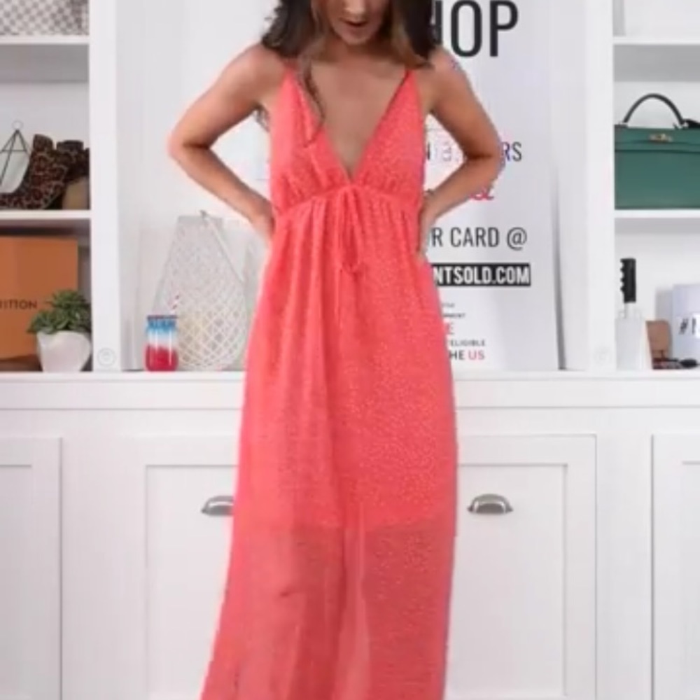 NanaMacs Coral Polka Dot Maxi